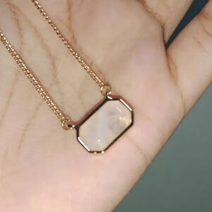 White Crystal Stone Necklace - Elegant Chain Necklace - NEW